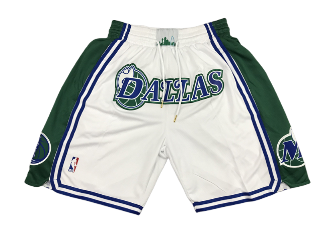 Dallas Mavericks Basketball White/Green Shorts - njshorts.store